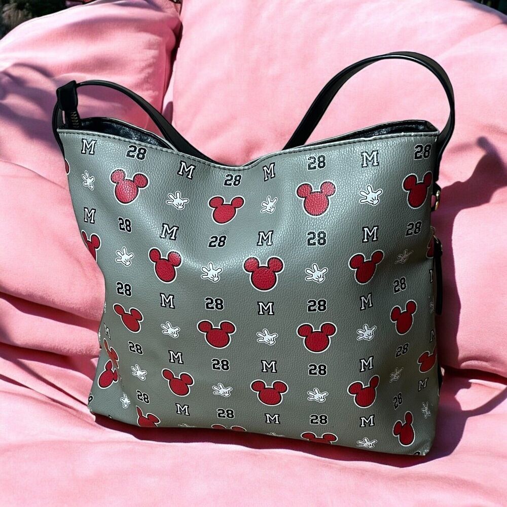 Disney Mickey Mouse Shoulder Bag Gray - Worn 11x14x4”